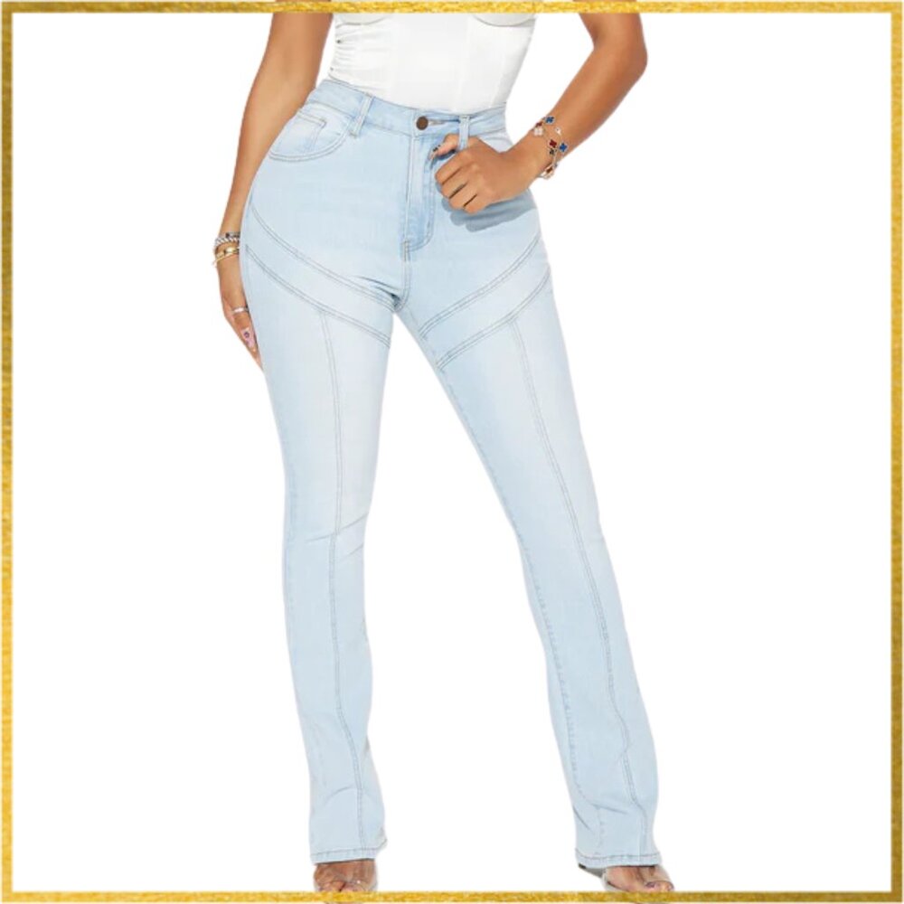 NEW Size 18 Plus Light Wash High Waist Seamed Contour Jeans